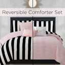 Juicy Couture Comforter Set, Cabana Stripe Design, Twin Bedding, 5 Piece Set Includes 1 Comforter, 1 Sham and 3 Decorative Pillows, 100% Microfiber Polyester, Wrinkle Resistant