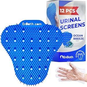 Urinal Screen Deodorizer for Men's Bathroom (12 Pack), Lemon Scented Splash Guard with Long Bristles, Anti Splash Urinal Screens with Lasting Scent to Keep Your Restroom Smelling Fresh and Clean