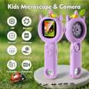 Kids Microscope- 500x Magnification,16X Zoom,Handheld Microscope for Kids with HD Cam,Portable Science Learning Tool,Christmas Birthday Gifts for Boys Girls Aged 3-12 (Purple)