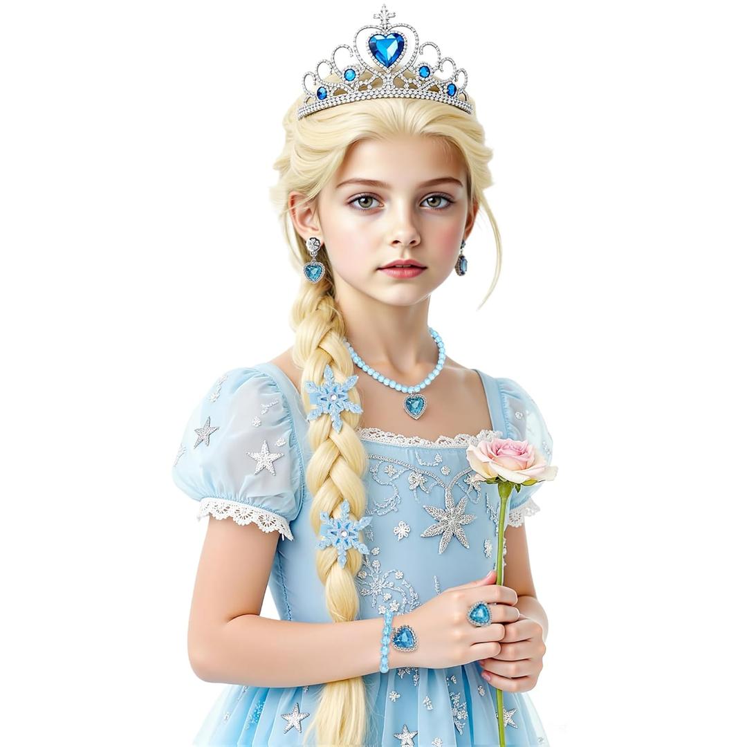 Long Braided Wigs for Kids Blonde Braided Wig Set for Girls Halloween Cosplay Wigs (Blonde/Braided-2)