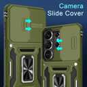 DEERLAMN Case for Samsung Galaxy S26 Ultra 6.9-Inch with Slide Camera Cover+Screen Protector(1 Pack), Rotated Ring Kickstand Military Grade Shockproof Protective Cover-Olive Green