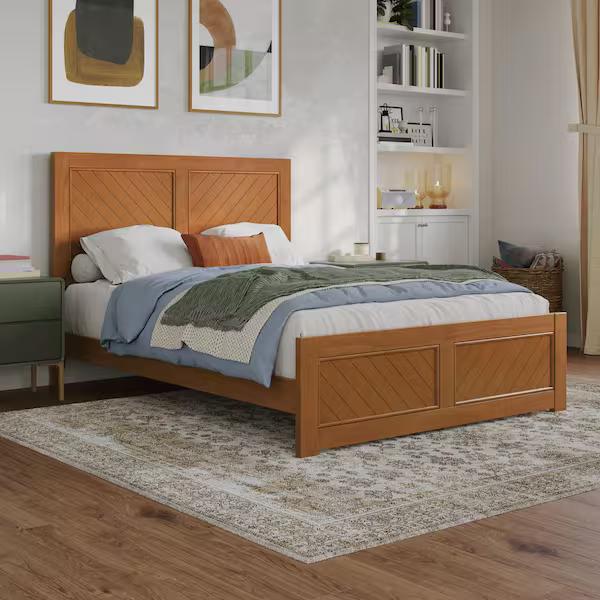 AFI
Berkshire Light Toffee Natural Bronze Solid Wood Frame Full Low Profile Platform Bed with Matching Footboard
