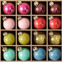 WDS WONDROUS Glass Christmas Ball Ornaments Set of 24, Pink & Blue & Green & Brown Christmas Ornaments, Small Hanging Ball Ornament Set for Holiday Decor, Fall & Winter Decor Xmas Decorations Party (Colorful2)