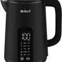 Electric Tea Kettle with Double Wall Cool Touch1.7L Water Boiler Heater with Temperature ControlStainless Steel Boiling Teapot, Digital Touch-Screen, Cordless, BPA-Free, Matte Black