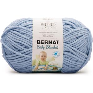 Bernat Baby Blanket Baby Blue Yarn - 1 Pack of 300g/10.5 oz - 100% Polyester - #6 Super Bulky - 220 Yards - Knitting/Crochet