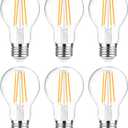 Ascher 60 Watt Equivalent, E26 LED Filament Light Bulbs, Warm White 2700K, Non-Dimmable, Classic Clear Glass, A19 LED Light Bulb with 80 CRI, Pack of 6