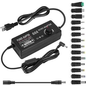 Universal Power Supply Adjustable 3V~12V 12A 144W Variable Switching Power Adapter,3V 4V 5V 6V 7V 8V 9V 10V 11V 12V, Variable DC Power Supply with 14 Tips&Polarity Converter for LED Strip Light Router