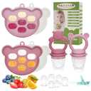 Baby Breastmilk Popsicle Molds & Baby Fruit Feeder (6 Pack), WAJIAYON Infant Food Freezer Tray Storage Containers, Silicone Teething Pacifier Feeder and Teether for Babies (3-Pink)