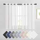 NICETOWN 45" Long White Flax Linen Sheer Bedroom Curtains Grommet, Decorative Window Treatment Draperies Privacy with Light Through for Kitchen/Nursery/Bathroom, 52" Wide, Sold as 2 Panels