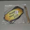 YUNKKIN Happy New Year Sign 2026 Black Gold New Years Wreath Door Sign Wooden Front Door Decorations Hanging Decor for Porch Wall Indoor Home Decor