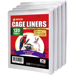 HA SHI Bird Cage Liners, 120 Disposable Newsprint Sheets, Unscented Paper for Pet Enclosures, Packing and Crafts (Large (31" x 21.5"))