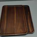2 PCS 13 x 9 in Solid Acacia Wood Serving Trays Rectangular Wooden Serving Platters Natural Wooden Boards for Bar Coffee Party (Brown)