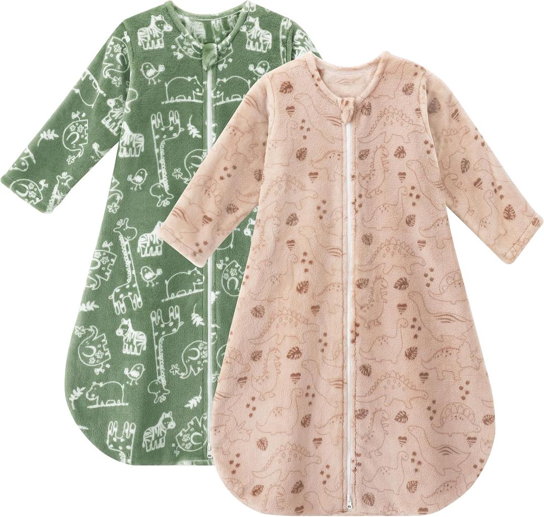 Yoofoss Baby Sleep Sack 12-18 Months, Long Sleeve Sleep Sack 1.5 Tog, Fleece Baby Wearable Blanket with 2-Way Zipper, Soft Warm