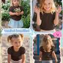 Halfchet Toddler Girls' Puff Sleeve Tops, Dark Brown, 2T