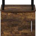 Furinno Jaya End Side Sofa Table/Nightstand with Door, Amber Pine/Black