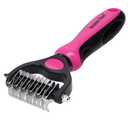 Maxpower Planet Pet Grooming Brush - Double Sided Undercoat Rake for Dogs & Cats, Extra Wide Brush to Reduce Shedding by 95% (Pink, S)