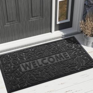 Yimobra Welcome Front Door Mat Outdoor, Heavy Duty Sturdy Non Slip Doormats, Rubber Backing, Low-Profile Entrance Rugs, Absorbent Resist Dirt, Easy Clean Patio Garage Floor Mats, 47X24 Inch, Black Yimobra Welcome Front Door Mat Outdoor, Heavy Duty Sturdy Non Slip Doormats, Rubber Backing, Low-Profile Entrance Rugs, Absorbent Resist Dirt, Easy Clean Patio Garage Floor Mats, 47X24 Inch, Black