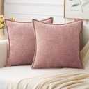MIULEE Pack of 2 Couch Throw Pillow Covers 20x20 Inch Blush Pink Farmhouse Decorative Pillow Covers with Stitched Edge Soft Chenille Solid Dyed Pillow Covers for Sofa Bed Living Room