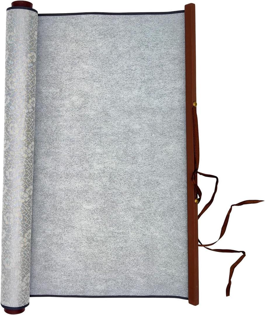 Flylin Calligraphy Cloth, Reusable Chinese Calligraphy Practicing Tool Magic Water Painting Paper Ten Thousand Times Writing Cloth Scroll for Home School (Grey)