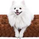 KSIIA Washable Dog Bed Deluxe Plush Dog Crate Beds Comfy Kennel Pad Anti-Slip Pet Sleeping Mat for Large, Jumbo, Medium, Small Dogs Breeds, 29" x 21", Brown