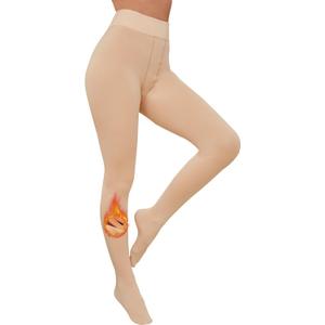 Women's 200D Thick Tights with Fleece Lining - Opaque Winter Pantyhose for Ultimate Warmth in 4 Classic Colors (Beige, M)