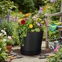 8 Inches Plant Pot for Plants Recycled-Based Composite Flower Planter with Drainage Holes and Saucers Durable Modern Pot for Indoor Outdoor Garden Plants and Flowers