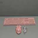V3 Wireless Keyboard and Mouse with Single Backlit, Metal Panel, Bluetooth/2.4G Rechargeable Computer Keyboard and Mouse Combo Silent Lighted Full Size Cute Keyboards-Pink