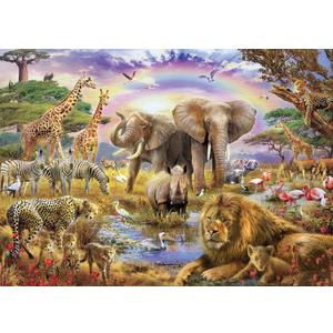 1000 Pieces African Animal Puzzles Jungle Scene African Beasts Elephant Jigsaw Puzzle for Adults Animal World Jigsaw Puzzles Home Decoration School Supplies Jigsaw Puzzles 1000 Pieces for Adults