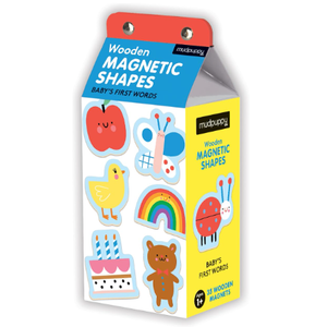 Mudpuppy Baby's First Words – Wooden Magnetic Shapes Featuring Adorable Everyday Objects for Children Ages 1 and Up