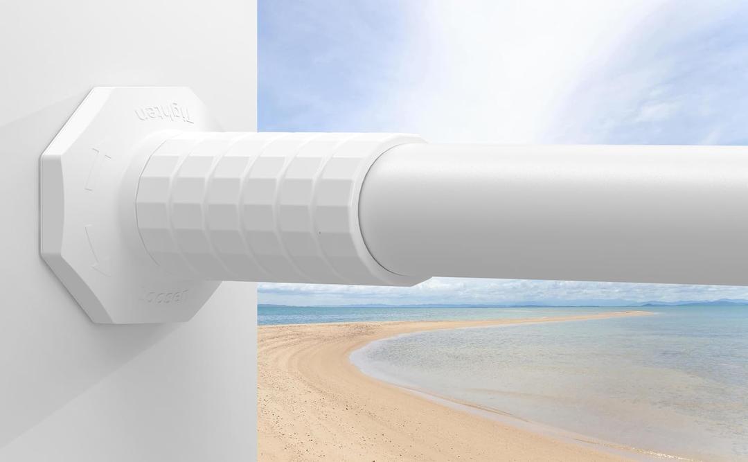 No Drill Tension Curtain Rod Outdoor, Adjustable 51-168 In,White