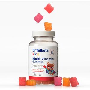 Dr. Talbot's Kids Multi-Vitamin Gummies - Vitamin A, C, B-12, Zinc Immunity and Growth Support for Children - 60 Gummies - 2+ Years - Strawberry, Cherry, and Orange Flavors, Expiration Date 09/2025 