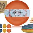 Homienly Wheat Straw Dinner Plates Set of 8 - Alternative to Plastic, Microwave & Dishwasher Safe, Unbreakable Kids Plates with 4 Colors (Colorful, 8 inch) (Classic Bright)