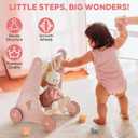 ROBUD Wooden Baby Walker, Baby Push Walker with Activity Center and Storage, Montessori Walker Toy for Boys and Girls Learning to Stand and Walk, Pink