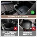 Muslogy for 2021-2024 2025 2026 Sliding Console Yukon Tahoe Suburban Center Organizer Armrest Storage Tray Compatible with GMC Yukon Chevy Tahoe Suburban Fit for Power Sliding Console (Black)