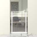 41" Extra Tall Cat Gate for Doorway, 29.6-31.5''W Metal Pet Baby Safe Gate, Extra Wide Pressure Mounted Baby Gate, No Drilling Cat Fence Indoor, Tall Dog Gate, White