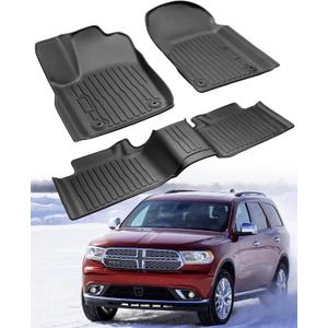 3 PCS for Dodge Durango Floor Mats 2011-2015,for Jeep Grand Cherokee Cargo Liners 2011-2015 All Weather Floor Liners Rubber Tech Car Accessories