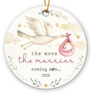 Baby Coming Soon Ornament 2026 - Pregnancy Christmas Ornament, Christmas Pregnancy Announcement Gifts for Family, Husband, Grandparents - Expecting Baby Mom Dad Ceramic Ornament Xmas Gifts