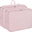 Compression Packing Cubes for Travel Essentials, 2pc Expandable Travel Cubes for Packing Bags Suitcase Organizer, Pink (Large)