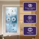 2 x IVN Privacy Window Film Stained Glass Window Cling White Dandelion Design Decorative Static Cling Glass Film for Bathroom Kitchen Door Panel 17.7 x 39.3 Inch
