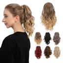 JUVABUN Beach Waves Dark Blonde Ponytail Extension 12 Wavy Hair Ponytail Extension, Instant Volume & Style, Soft Natural Texture, Reusable, Quick Clip-On, Perfect for Elegant Updos & Daily Use