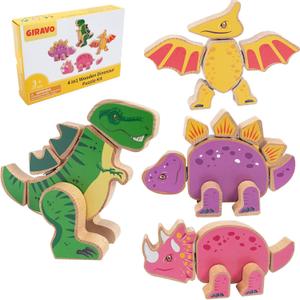 Dinosaur Toys for Kids Ages 3-5, Wood Take Apart Dinosaur Snap Together Building Toy, Wood Building Toys for Boys Girls Age 4-7, Creative Kids Gifts Dinosaur Toys for Kids Ages 3-5, Wood Take Apart Dinosaur Snap Together Building Toy, Wood Building Toys for Boys Girls Age 4-7, Creative Kids Gifts