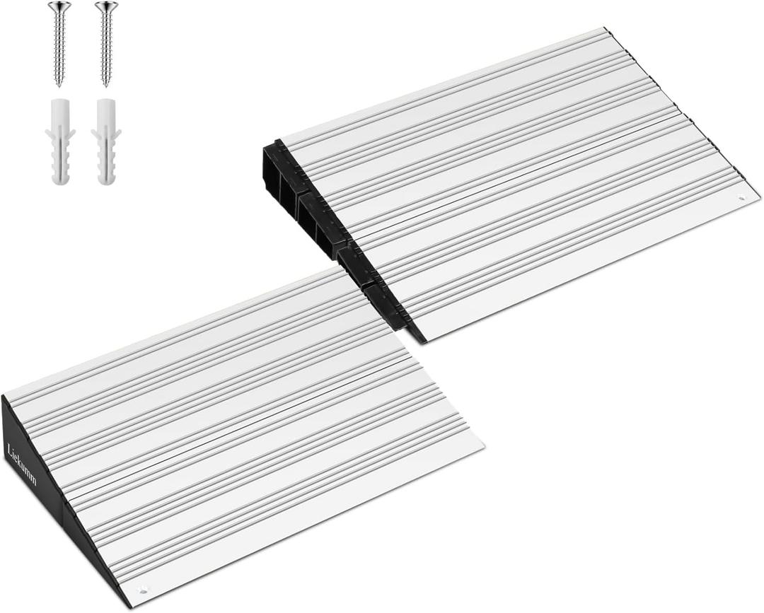 LIEKUMM 2 Inch Rise Aluminum Ramp, 4400lbs Capacity Door Threshold Ramp, Entrance Ramps for House, Suitable for Garage StepsRelatively Low Wheelchair Ramps, Silver LIEKUMM 2 Inch Rise Aluminum Ramp, 4400lbs Capacity Door Threshold Ramp, Entrance Ramps for House, Suitable for Garage StepsRelatively Low Wheelchair Ramps, Silver