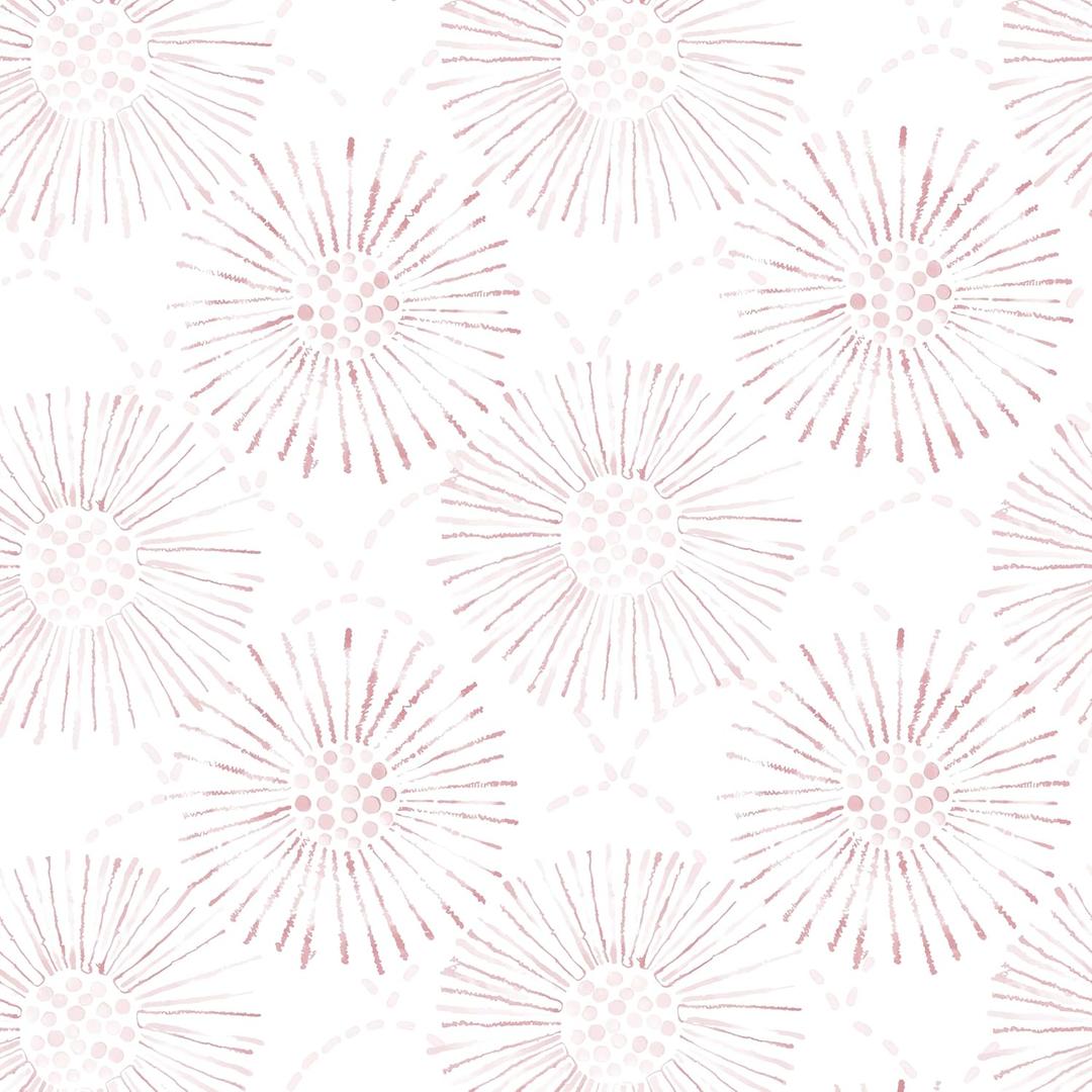 Peel and Stick Wallpaper Geometric Boho Wall Paper White Pink Fireworks Contact Paper 17.3"197" Self-Adhesive Round Wallpaper for Bedroom Waterproof Removable Shelf Liner Decal Vinyl Roll