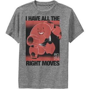 Disney Big Hero 6 Right Moves Boys Short Sleeve Tee Shirt (X-Large, Charcoal Heather)