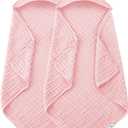 SWEET DOLPHIN Muslin Hooded Baby Bath Towels - 2 Pack 100% Cotton Towel for Babies, Infants, Toddlers - 32x32Inch - Highly Absorbent and Newborn Essential, Pink