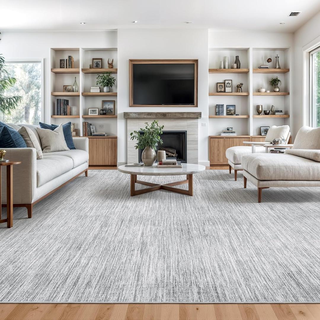 Valenrug Washable Rugs 8x10 - Non Slip 8x10 Area Rugs for Living Room, Stain Resistant Area Rugs for Bedroom, Foldable Machine Washable Area Rug(8'x10', Grey)
