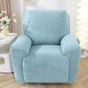 vctops 4 Pieces Jacquard Plush Recliner Slipcovers Stretch Soft Sofa Couch Cover Anti-Slip Solid Color Furniture Protector with Elastic Bottom for Kids Cats Dogs (Sky Blue, 1 Seat)