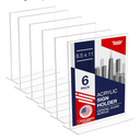 Acrylic Sign Holder 5 x 8, T-Shape Double-Sided Acrylic Table Stand with Wide Base, Plastic Tabletop Holder, Menu and Paper Display for Tables, Ideal for Offices, Restaurants, and Events (6 Pack)
