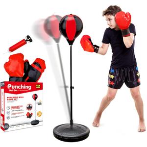 Punching Bag for Kids, 3-12 Adjustable Boxing Equipment with Boxing Gloves, Boxing Set as Boys & Girls Toys Gifts (Black)