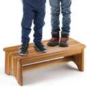 Extra Wide 26in Wooden Step Stool, Heavy Duty One Step Stool for Adults and Seniors, Holds Up to 550 lbs, Reinforced Cross Bar, Non-Skid Surface, Multipurpose Use for Kitchen, Bathroom, Bedroom (Warm Acacia)